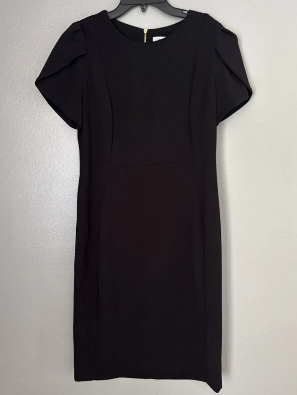 Calvin Klein Tulip-Sleeve Sheath Dress Women's 12 Black - Picture 4 of 6